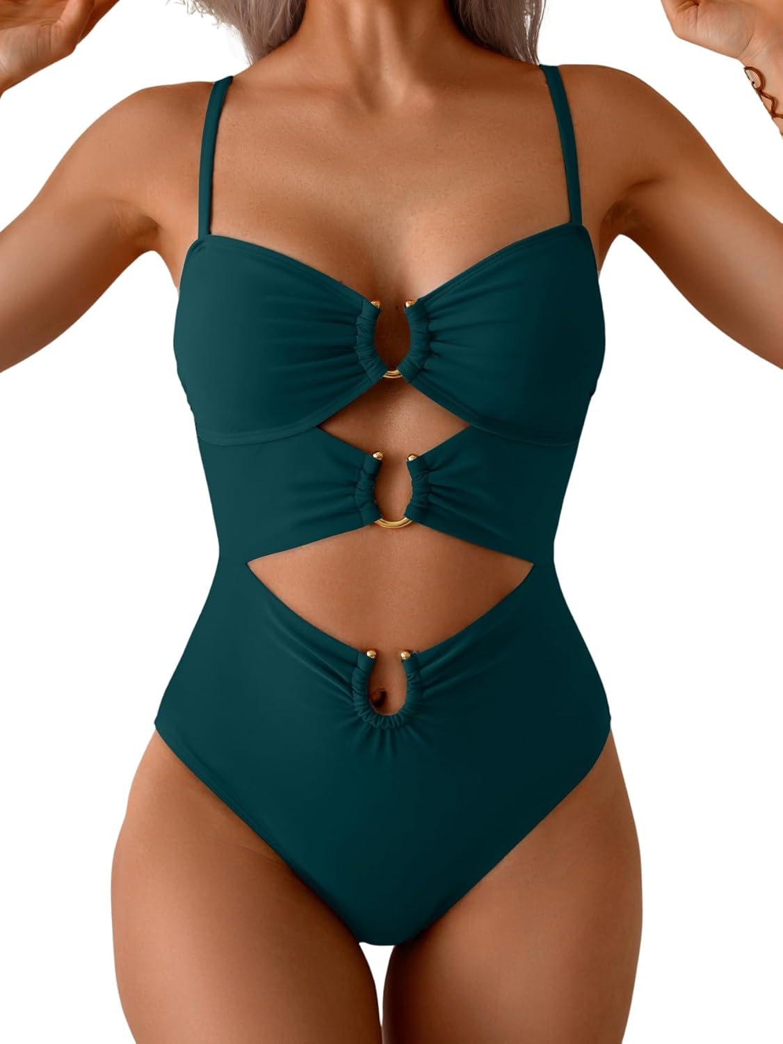Manufacturer  Eomenie One Piece Swimsuit for Women Ring Linked Monokini Sexy Bathing Suit Cutout Swim Suit  Swimsuit