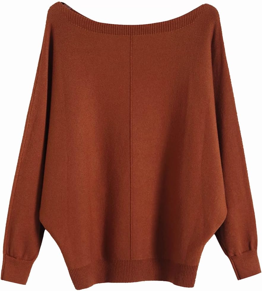 Manufacturer  Ckikiou Womens Lightweight Oversized Boat Neck Sweaters Tops Dolman Batwing Sleeve Ribbed Knitted Pullovers   sweaters