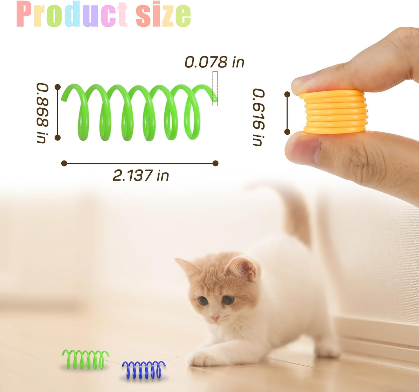 Manufacturer  Andiker Interactive Cat Spiral Creative Spring Toy to Kill Time and Keep Fit, Sturdy and Heavy Plastic for Swatting, Biting, Hunting Kitten Toys, Colorful, 12 pcs    Cat toy