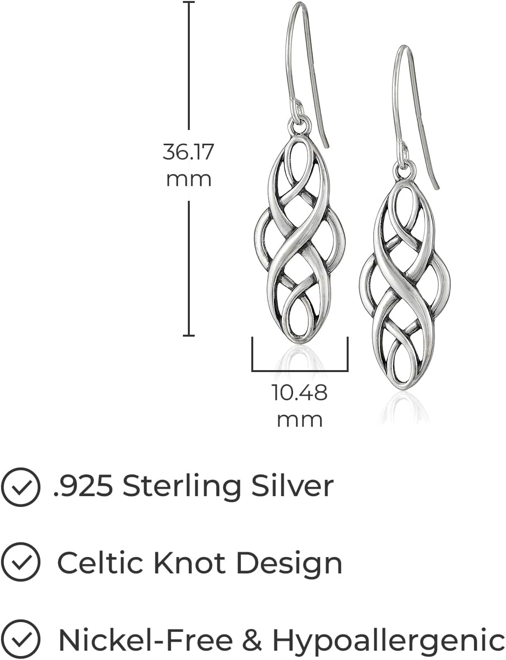 Manufacturer  Amazon Essentials Dangle Earrings, Celtic Knot Design  earring