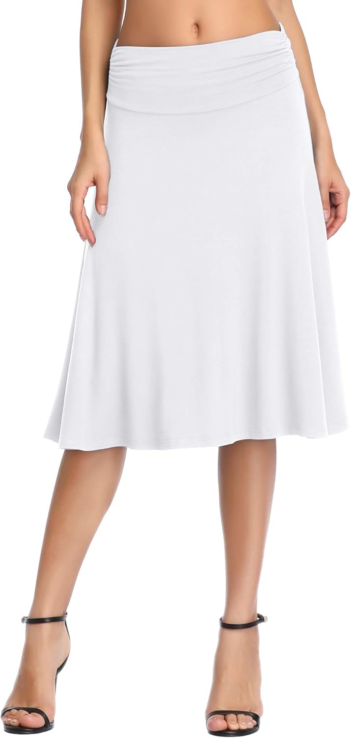 Manufacturer  Urban CoCo Women's Ruched High Waist Knee Length Jersey A-Line Stretchy Flared Casual Skirts