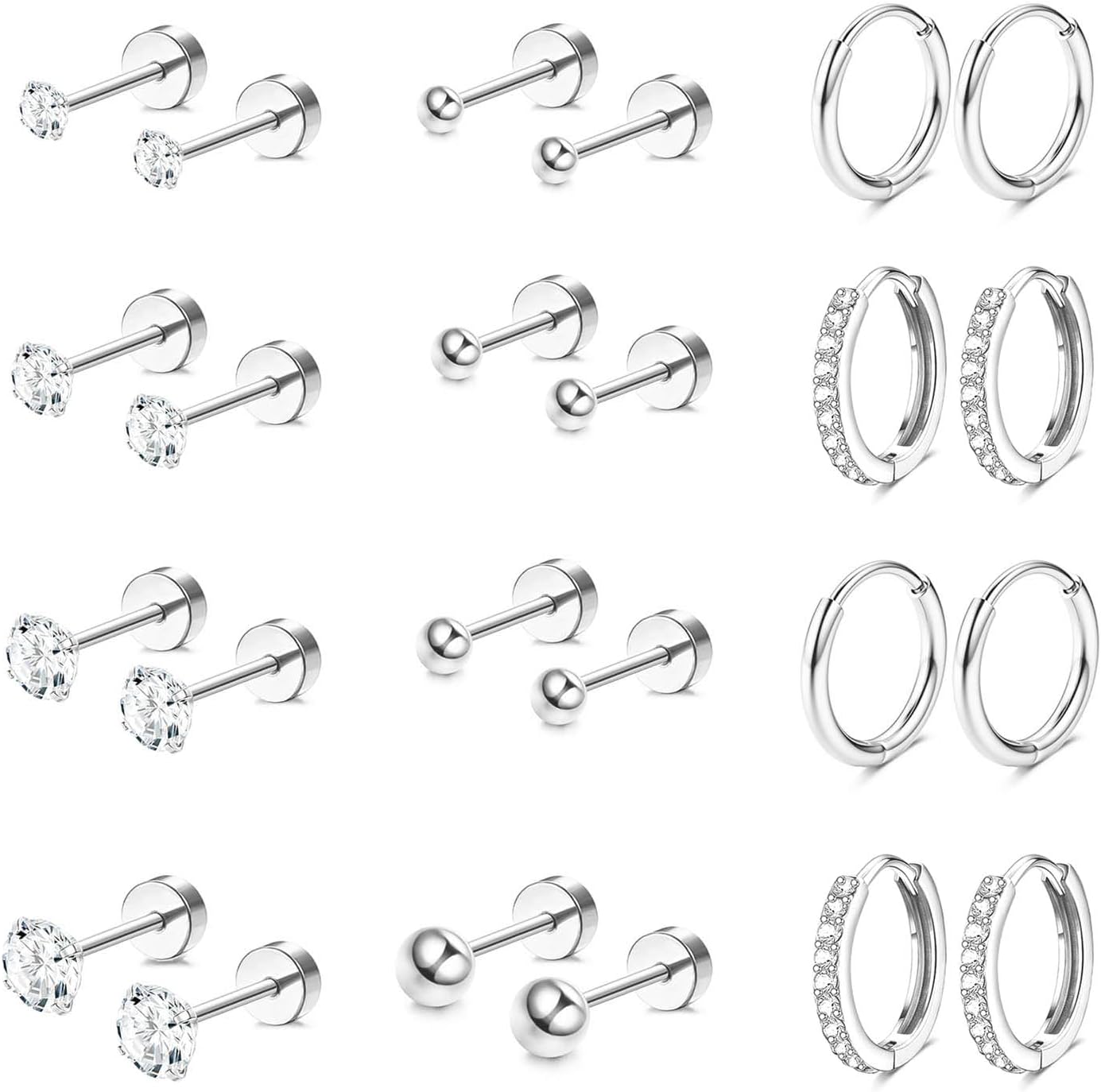Manufacturer  Jstyle Hypoallergenic 14K Gold Plated Flat Back Earrings for Women Men Surgical Stainless Steel Earrings for Sensitive Ears Small Stud Hoop Cartilage Earring Stack Set for Multiple Piercing Jewelry  earring
