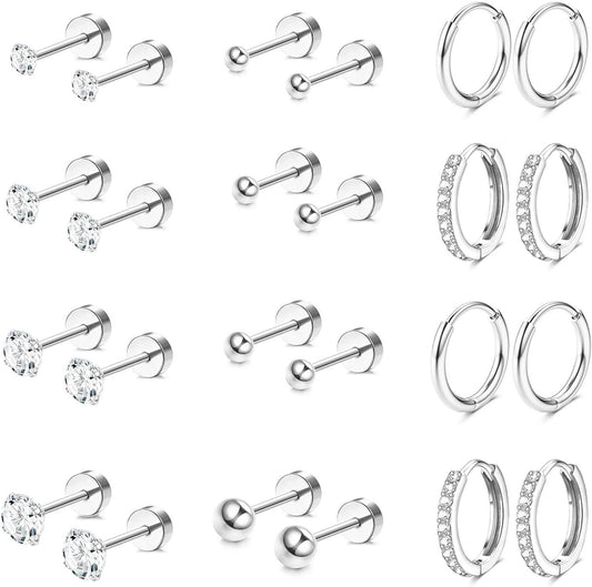 Manufacturer  Jstyle Hypoallergenic 14K Gold Plated Flat Back Earrings for Women Men Surgical Stainless Steel Earrings for Sensitive Ears Small Stud Hoop Cartilage Earring Stack Set for Multiple Piercing Jewelry  earring