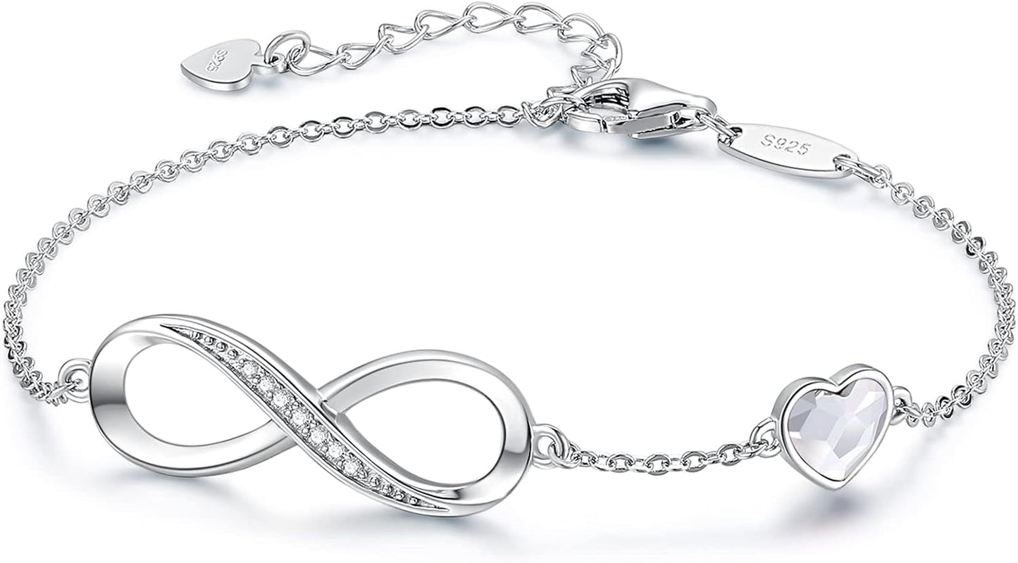Manufacturer  CDE Infinity Heart Birthstone Charm Link Bracelet for Women 925 Sterling Silver Adjustable Mother's Day Gift Anniversary Birthday Jewelry for Wife Girlfriend Her  bracelets