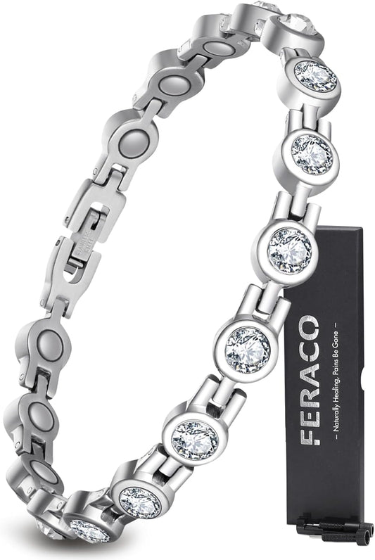 Manufacturer  Feraco Magnetic Bracelets for Women, Titanium Steel Magnetic Bracelet with Neodymium Magnets & Sparkling Crystals, Jewelry Gifts  bracelets