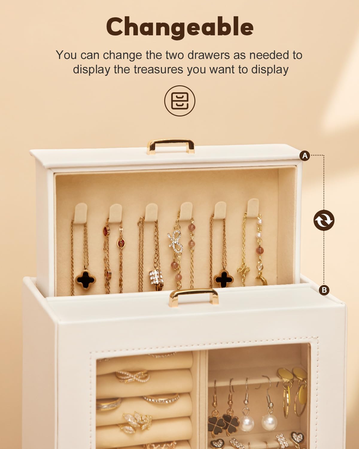 Manufacturer  Homde Jewelry Organizer Girls Women Jewelry Box for Necklaces Rings Earrings Gift Bracelets Storage Case (White + Gold)   rings