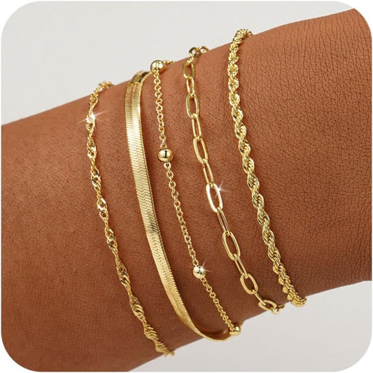 Manufacturer  BERISO Gold Bracelets for Women, Elegant Adjustable 14K Gold Plated Bracelet for Women, Trendy Minimalist Dainty Gold Bracelet for Everyday Wear  bracelets