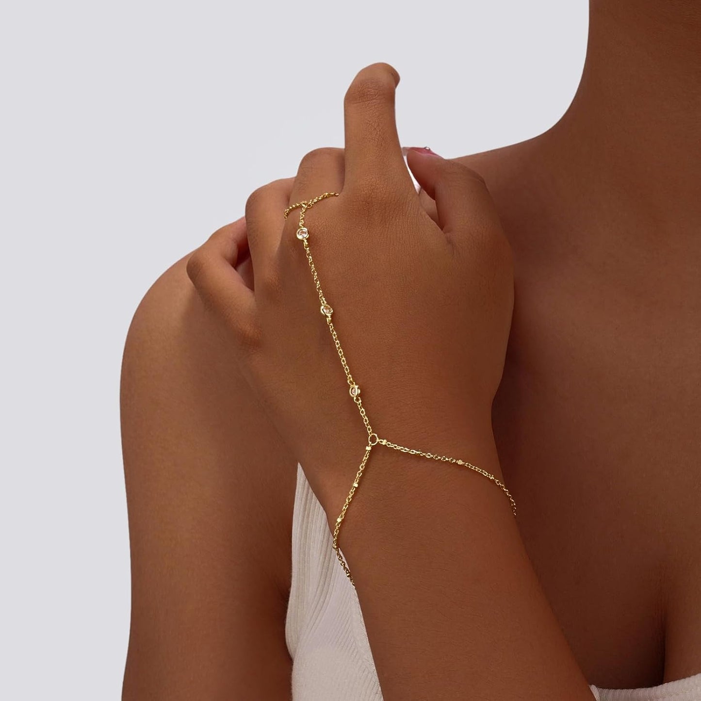 Manufacturer  Bracelets for Women,14K Gold/Silver Plated Dainty Hand Chain Bracelets Trendy Ring Chain Bracelet Charm Gold Cuff Bangle Stackable Bracelets Fashion Body Jewelry Adjustable Waterproof Gifts for Her  bracelets