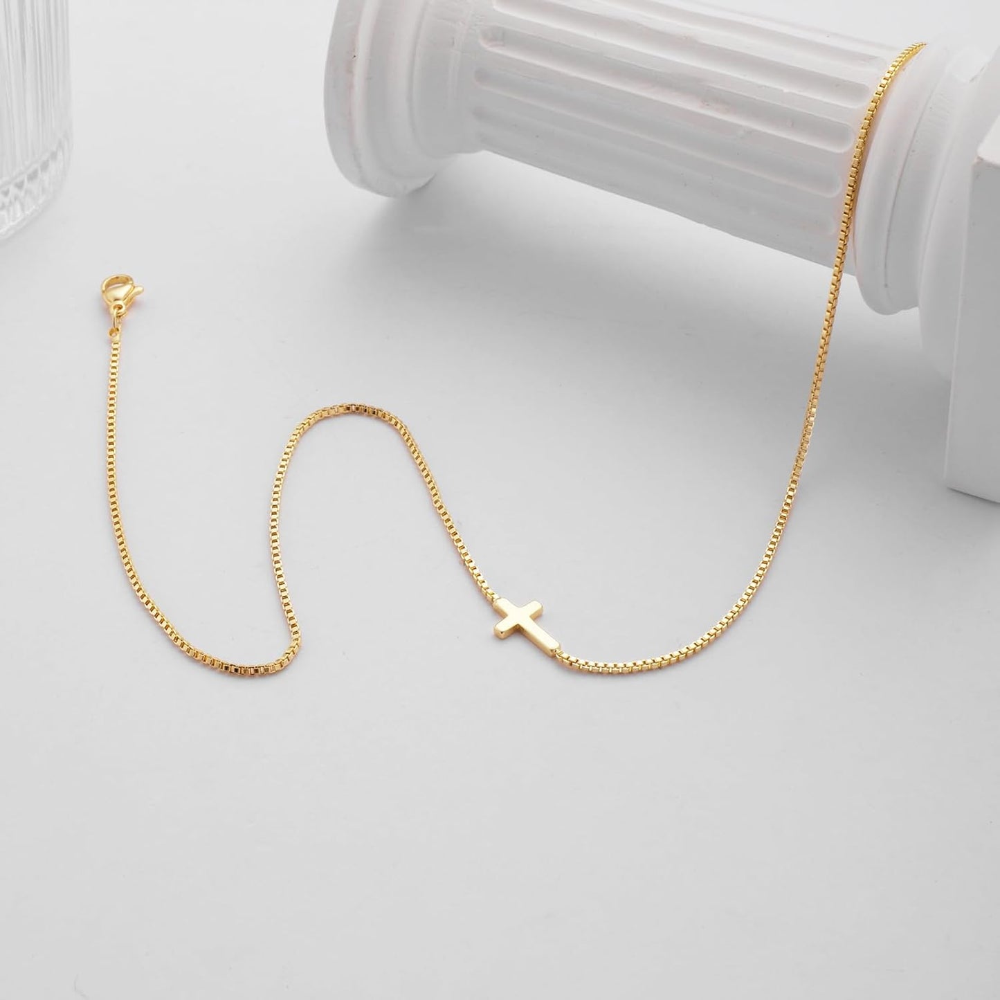 Manufacturer  Cross Necklace for Women 14K Gold Silver Plated Dainty Small Cross Pendant Choker Simple Trendy Cute Cross Charm Chain Necklace Easter Basket Stuffers Baptism Religious Faith Jewelry Gift  Necklace