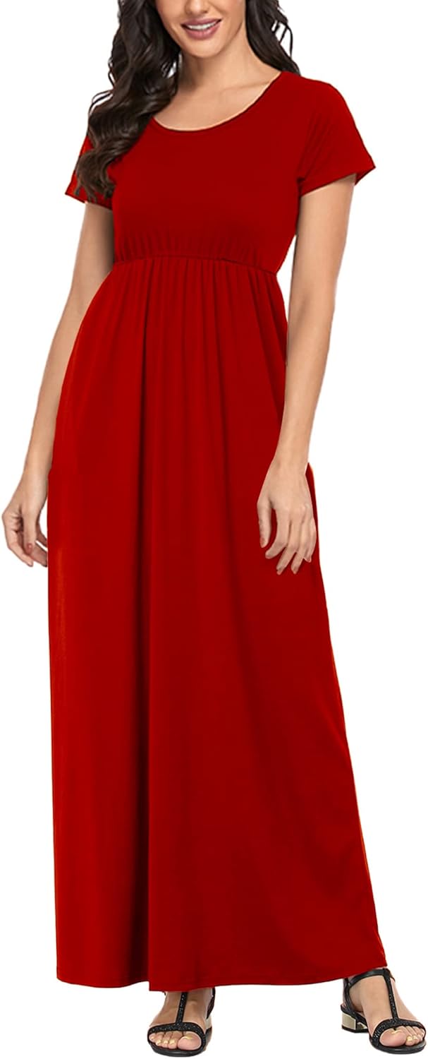 Manufacturer  Lacavocor Womens Short Sleeve Maxi Dresses Empire Waist Long Dress dresses