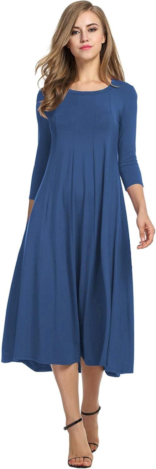 Manufacturer  HOTOUCH Women's 3/4 Sleeve A-line and Flare Midi Long Dress dresses