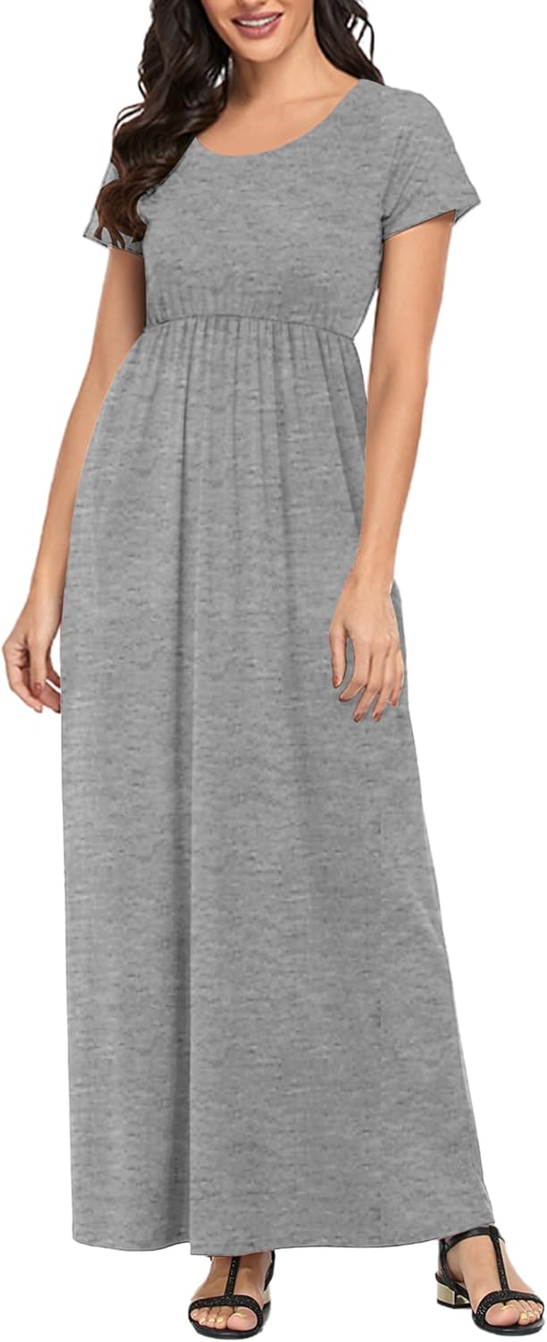 Manufacturer  Lacavocor Womens Short Sleeve Maxi Dresses Empire Waist Long Dress dresses