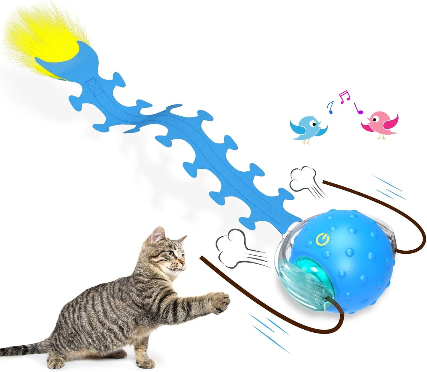 Manufacturer  Interactive Cat Toys Ball for Indoor Cats Fast Rolling on Carpet, Chirping & Motion Activate Cat Toys (Blue)    Cat toy