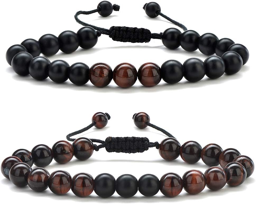 Manufacturer  M MOOHAM Natural Stone Bracelets for Men - 8mm Tiger Eye, Matte Agate, Lava Rock - Teen Boys Gifts for Birthday, Anniversary, Christmas  bracelets