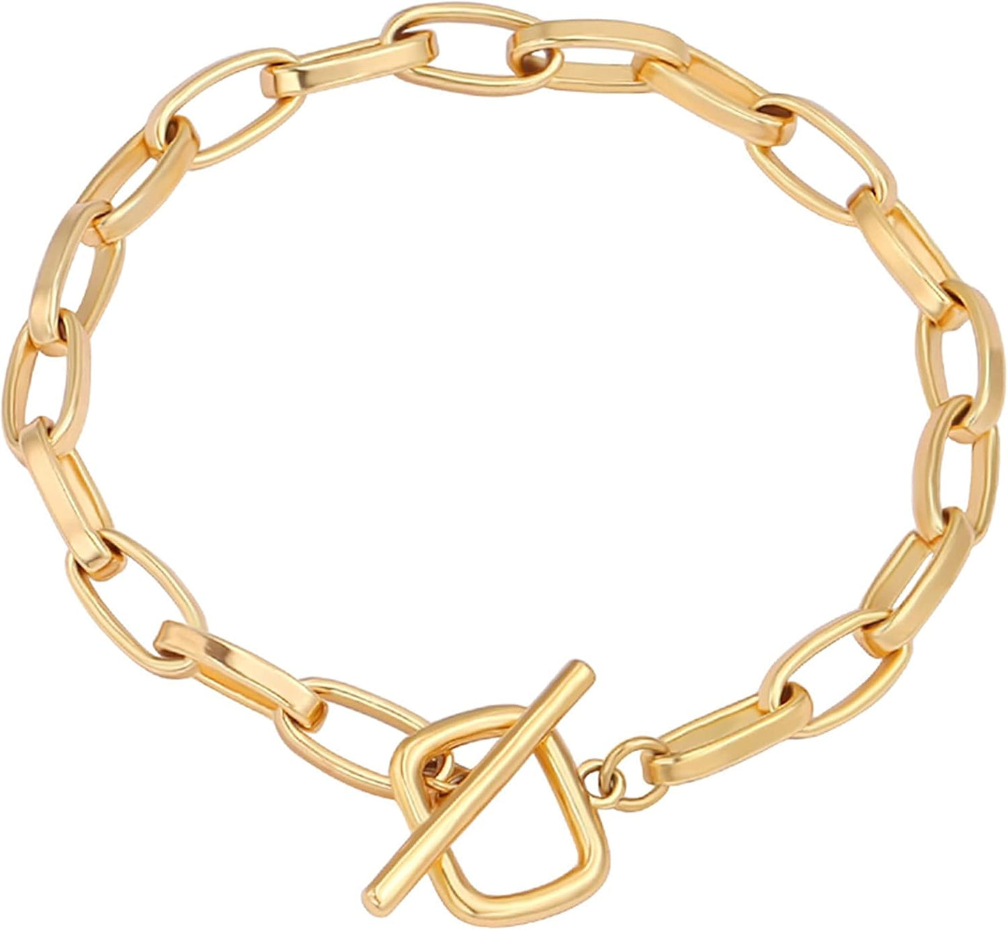 Manufacturer  SOFYBJA 18k Gold Plated Personalized Chunky Cuban Oval Link Chain Bracelets for Men Toggle Rope Bracelet Jewelry for Women  bracelets