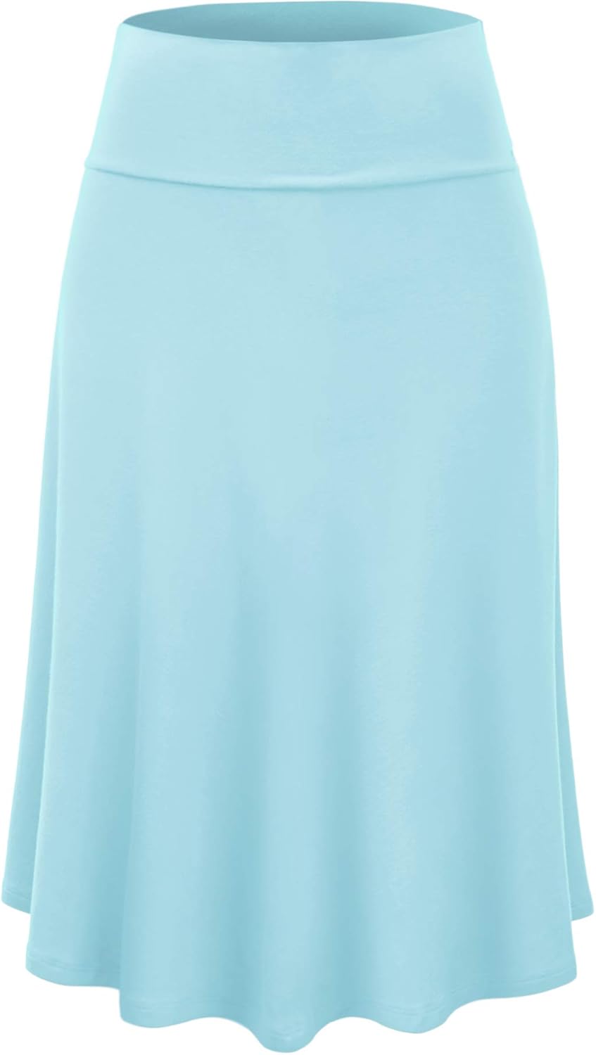 Manufacturer  Lock and Love Women's Solid Ombre Lightweight Flare Midi Pull On Closure Skirts S-XXXL Plus Size