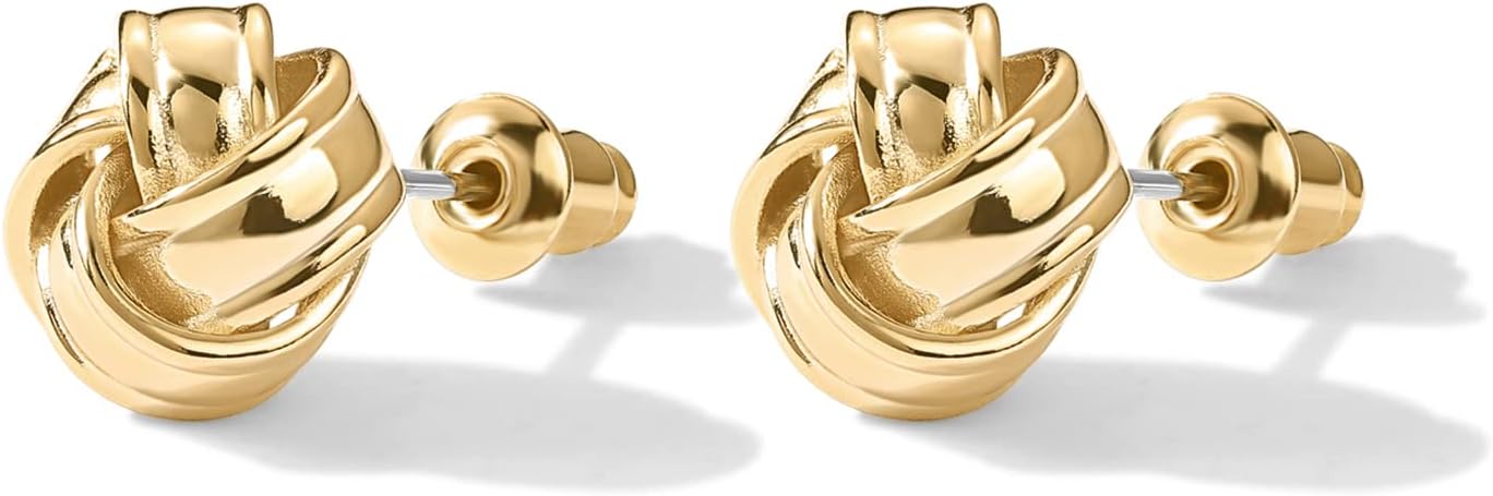 Manufacturer  PAVOI 14K Gold Plated Sterling Silver Post Love Knot Stud Earrings | Gold Earrings for Women  earring