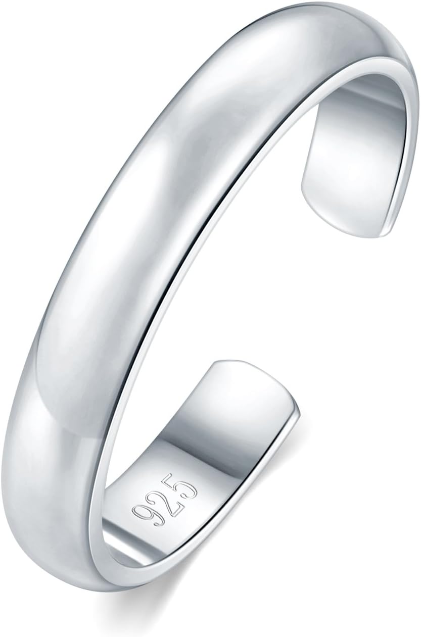 Manufacturer  BORUO Toe Rings - Sterling Silver Band Ring - Stylish Toe Rings For Women - Sterling Silver Rings for Gifting - Chic 925 Sterling Silver Rings - Toe Rings For Women With Gift Bag, 2 mm, 3mm, 4mm   rings