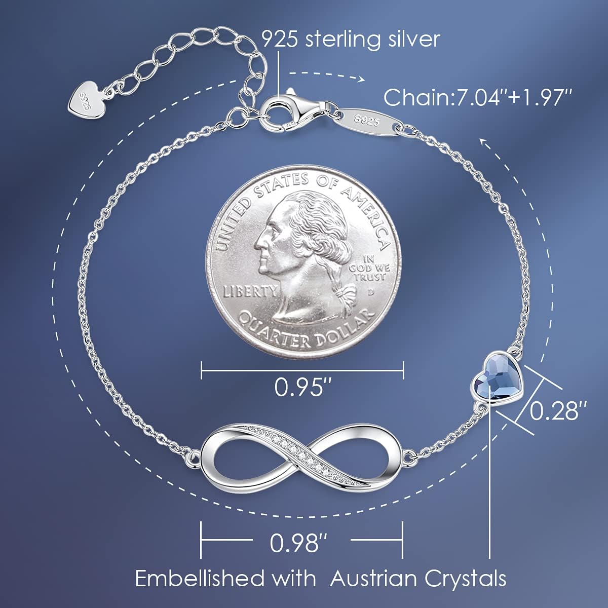 Manufacturer  CDE Infinity Heart Birthstone Charm Link Bracelet for Women 925 Sterling Silver Adjustable Mother's Day Gift Anniversary Birthday Jewelry for Wife Girlfriend Her  bracelets
