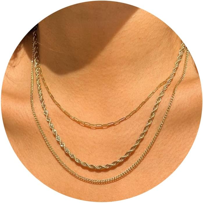 Manufacturer  CHESKY Gold Layered Necklaces for Women, 14K Dainty Gold Chain Necklace Women Trendy Cuban Link Paperclip Chain Toggle Clasp Necklace Fashion Chunky Jewelry for Women  Necklace