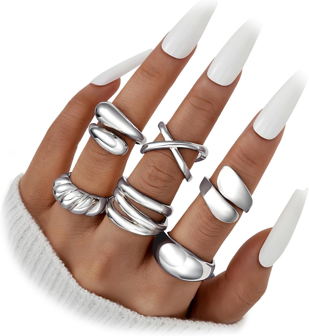 Manufacturer  YEEZII Chunky Gold Rings for Women Non Tarnish, 18K Gold Plated Stackable Thumb Ring, Statement Women Rings Set   rings