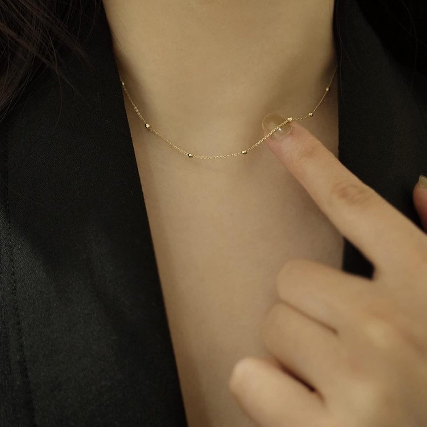 Manufacturer  Tewiky Gold Chain Necklace for Women, 14k Gold Plated Thin Beaded Wave Box Chain Necklace Dainty Gold Necklace Simple Layered Gold Choker Necklaces Minimalist Gold Link Chain Necklace Trendy Jewelry for Women  Necklace