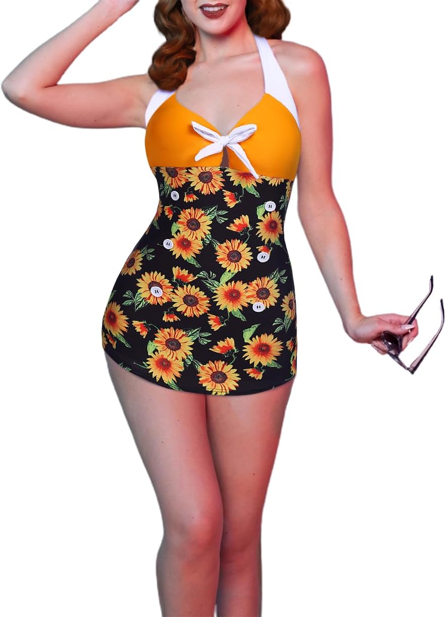 Manufacturer  Ekouaer Womens One Piece Swimsuits Vintage Striped Skirt Bathing Suit Vintage Retro Push Up Swimwear  Swimsuit