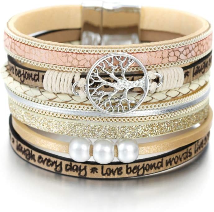 Manufacturer  Fesciory Leather Wrap Bracelets for Women, Boho Leopard Multi-Layer Crystal Beads Cuff Bracelet Jewelry  bracelets