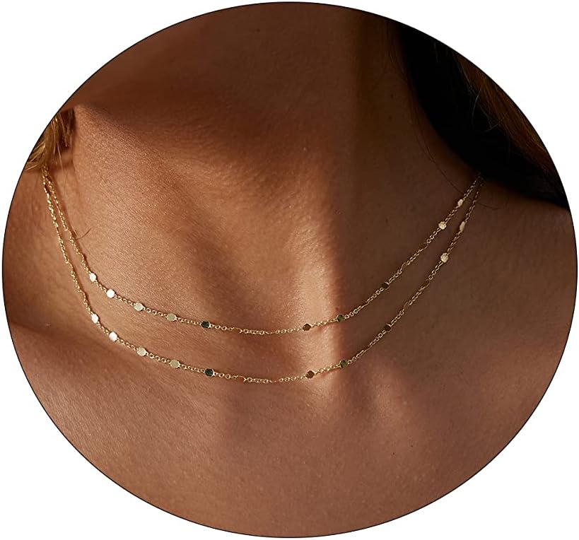 Manufacturer  BERISO 14K Gold/Silver Plated Satellite Choker Shining Dots Station Box Chain 3 Blue Beads Sparkle Chain Necklace Open Hearts Open Stars Link Chain Exquisite Jewelry for women  necklace