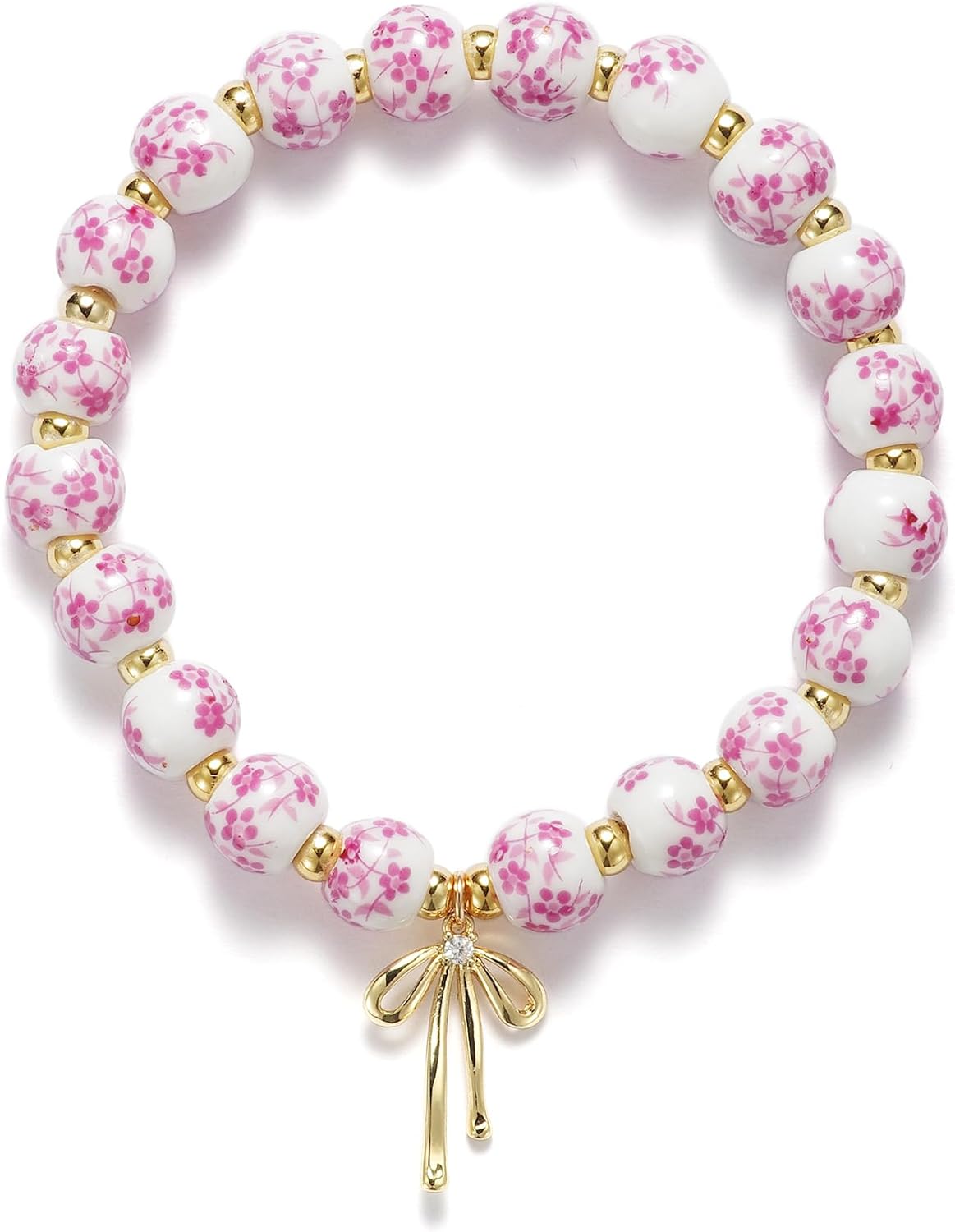 Manufacturer  Beads Bow Charm Bracelet for Women Flower Vintage Bracelet Handmade Stretch Gold Beaded Dainty Romantic Jewelry Gift  bracelets