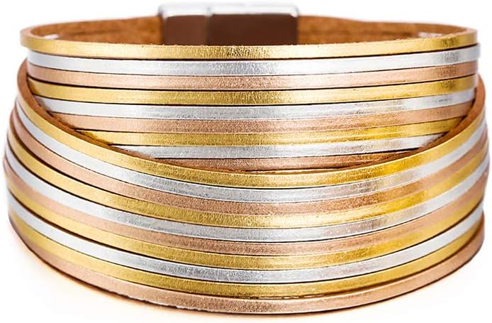 Manufacturer  Fesciory Leather Wrap Bracelets for Women, Boho Leopard Multi-Layer Crystal Beads Cuff Bracelet Jewelry  bracelets
