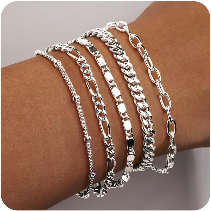 Manufacturer  Gold Bracelets for Women Trendy,14K Real Gold Plated Dainty Stackable Paperclip Cuban Link Chain Bracelets,Cuff Bracelets Jewelry Set Adjustable 7"+2"  bracelets