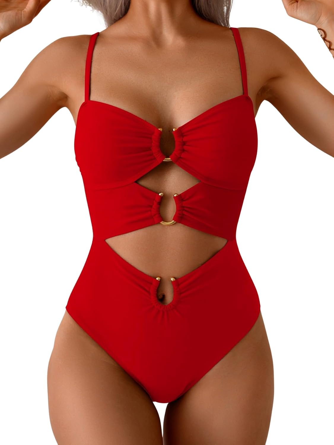 Manufacturer  Eomenie One Piece Swimsuit for Women Ring Linked Monokini Sexy Bathing Suit Cutout Swim Suit  Swimsuit