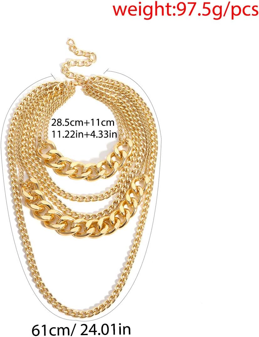 Manufacturer  CSIYANJRY99 Chunky Gold Necklaces for Women,Multilayer Punk 80s Hip Hop Necklace,Layered Cuban Link Chain Statement Necklace 90s Freaknik Outfit Accessories for Women  necklace