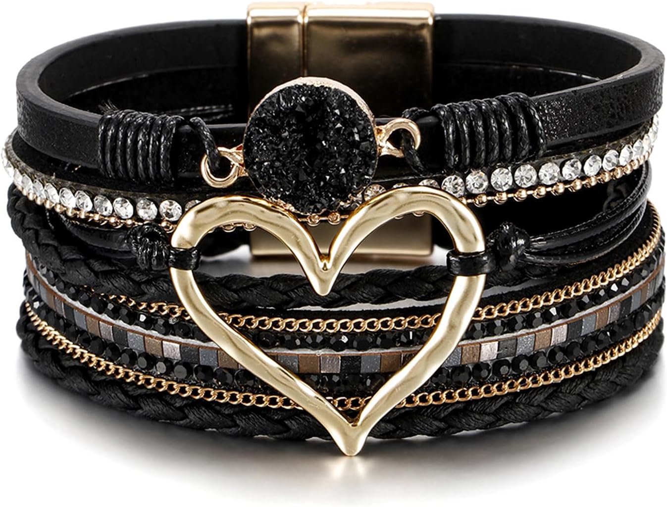 Manufacturer  Fesciory Leopard Bracelet for Women, Boho Leather Wrap Multi-Layer Pearl Crystal Bracelet Bangle Jewelry  bracelets