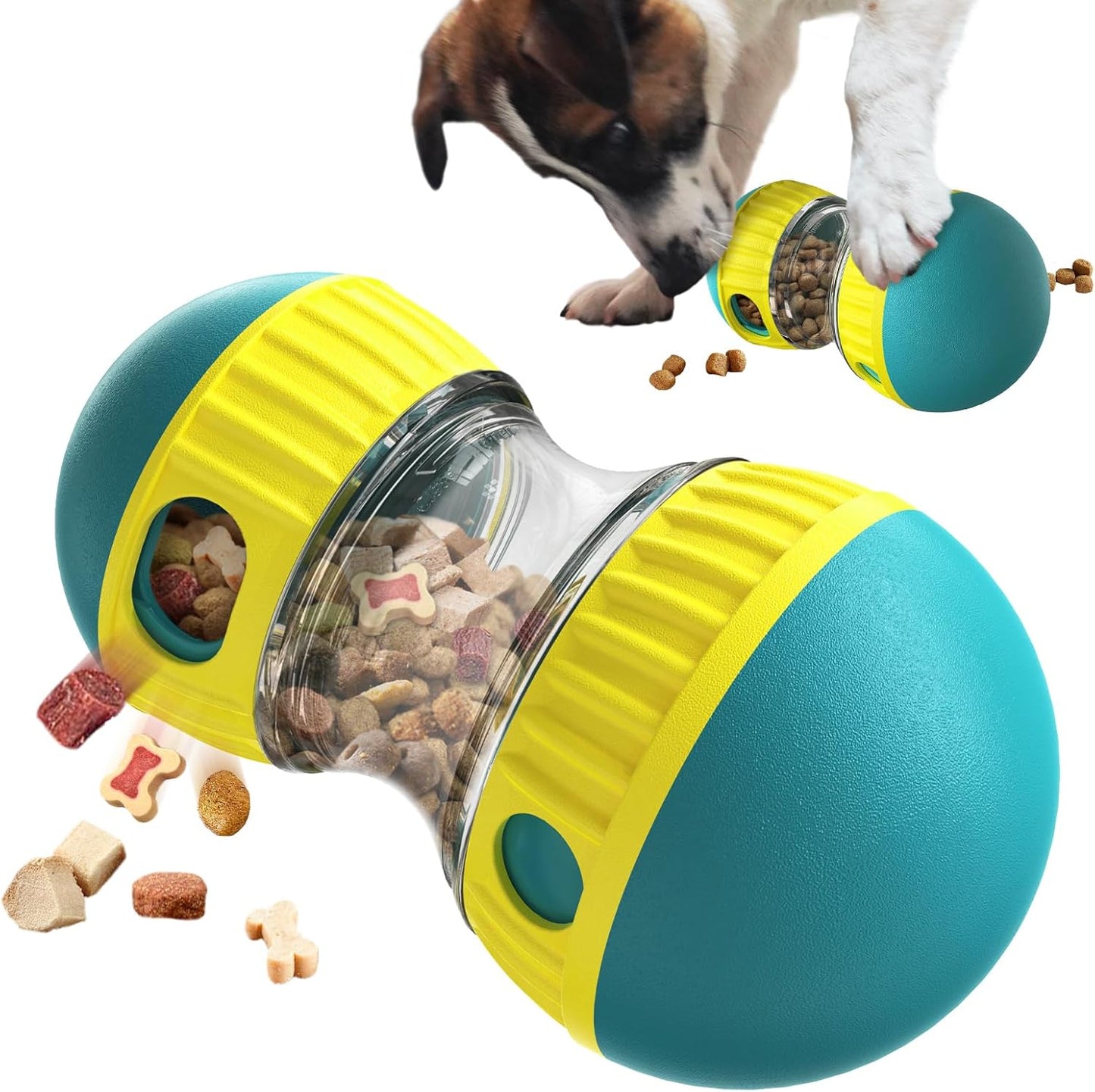 Manufacturer   Dog Puzzle Toy Adjustable Treat Dispensing Ball Food Dispenser Tough Slow Feeder Puppy Enrichment Training Toy Pet Interactive Chase Toys for Small Medium Large Dogs to Keep Them Busy, Green    Dog toy