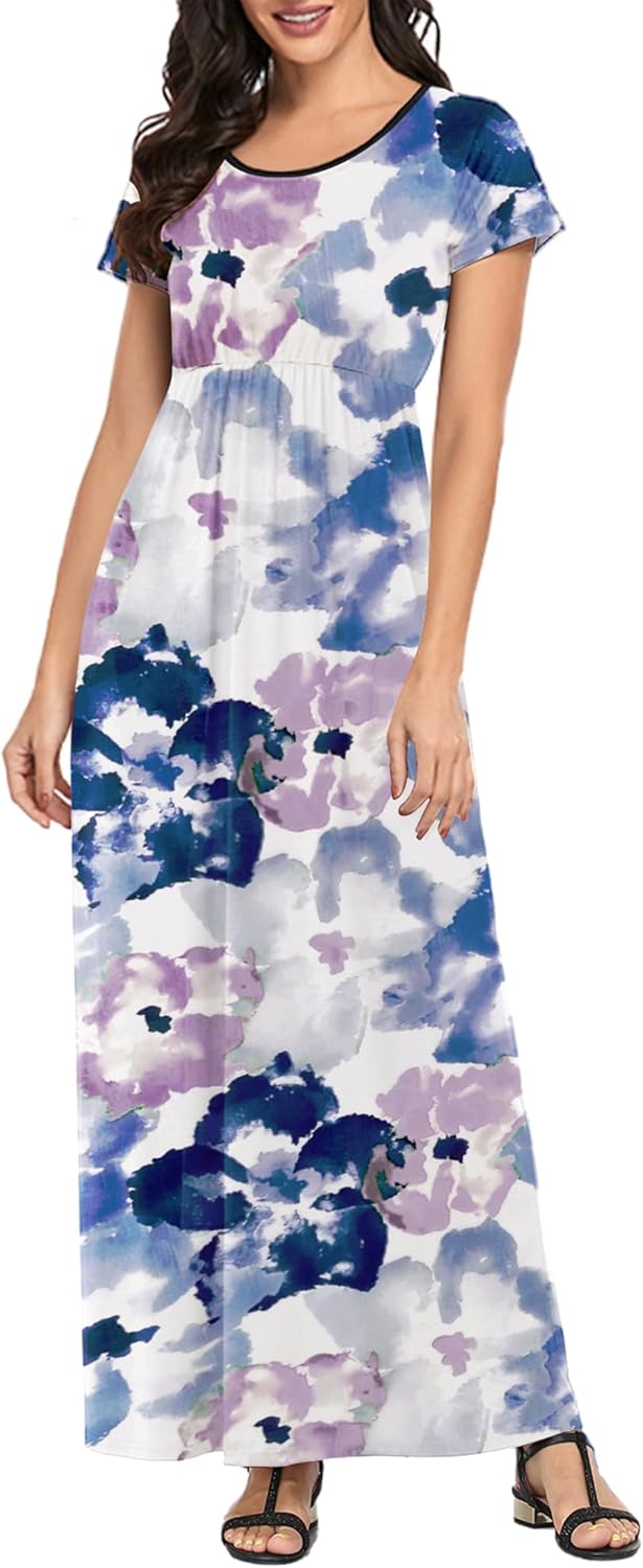 Manufacturer  Lacavocor Womens Short Sleeve Maxi Dresses Empire Waist Long Dress dresses