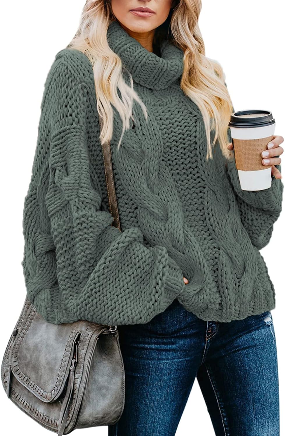 Manufacturer  Dokotoo Womens  Winter Fall Solid Turtleneck High Neck Balloon Long Sleeve Sweaters Pullover Outerwear   sweaters