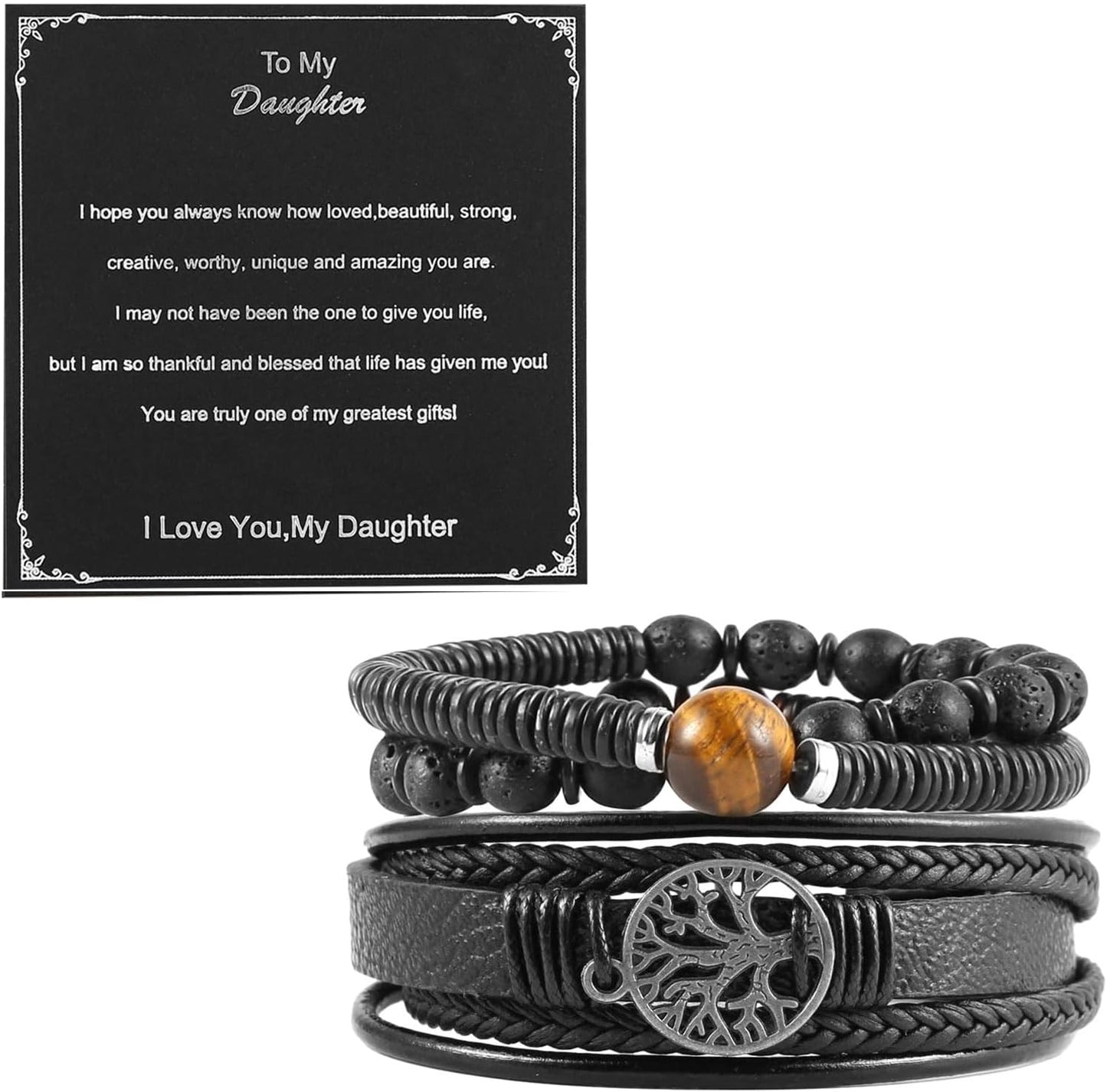 Manufacturer  HZMAN Genuine Leather Tree of life Bracelets Men Women, Tiger Eye Natural Stone Lava Rock Beads Ethnic Tribal Elastic Bracelets Wristbands  bracelets