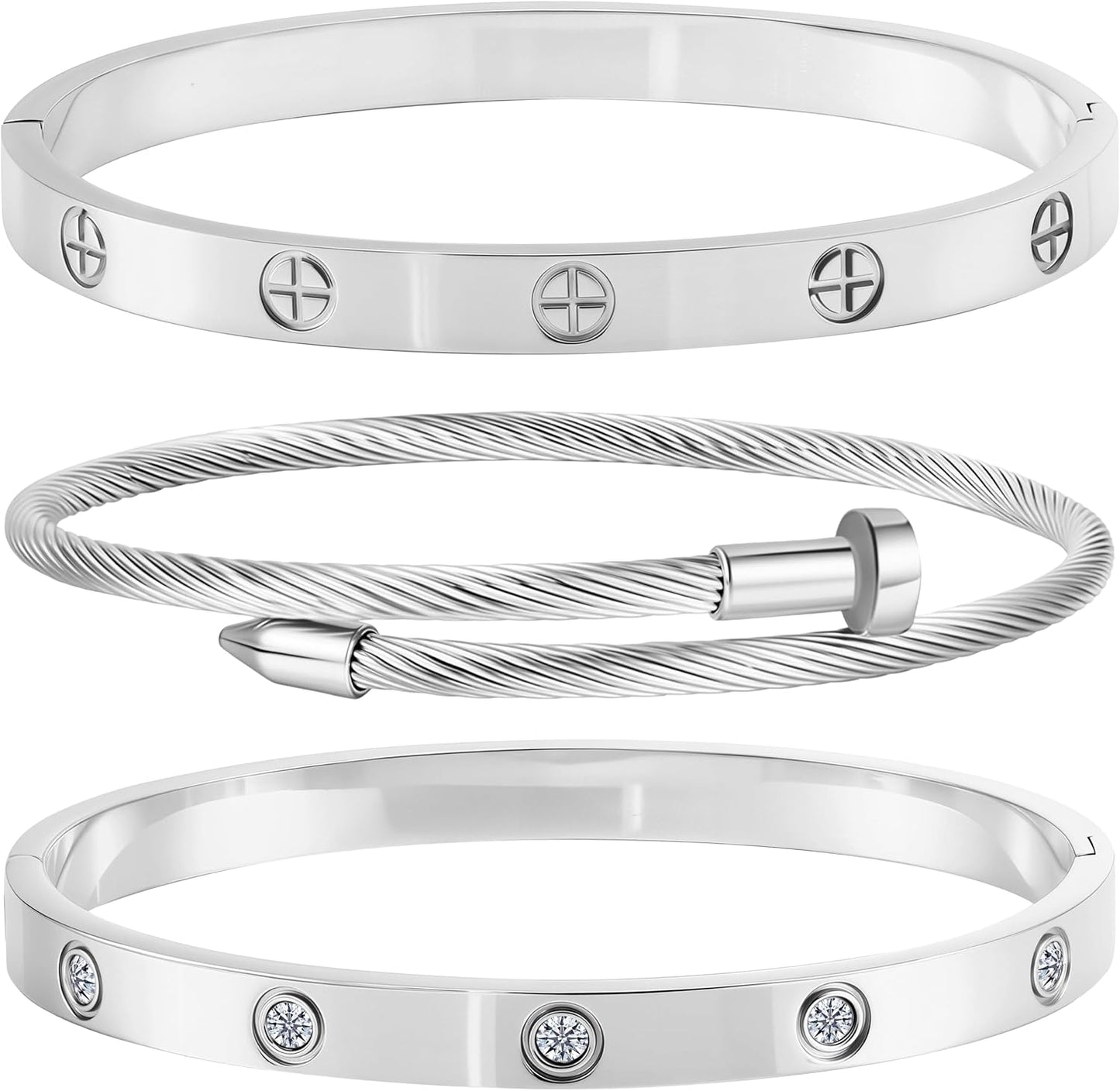 Manufacturer  Gold Bracelets for Women - Stackable Bangles with Friendship & Love Theme - Stainless Steel Jewelry Gift for Her  bracelets