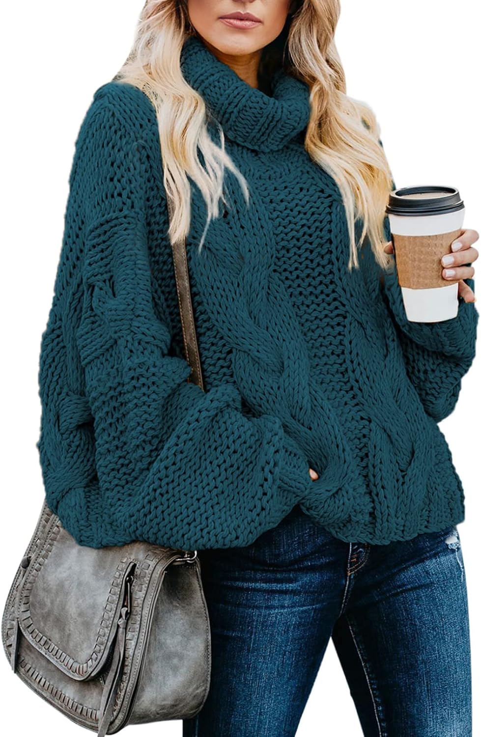 Manufacturer  Dokotoo Womens  Winter Fall Solid Turtleneck High Neck Balloon Long Sleeve Sweaters Pullover Outerwear   sweaters