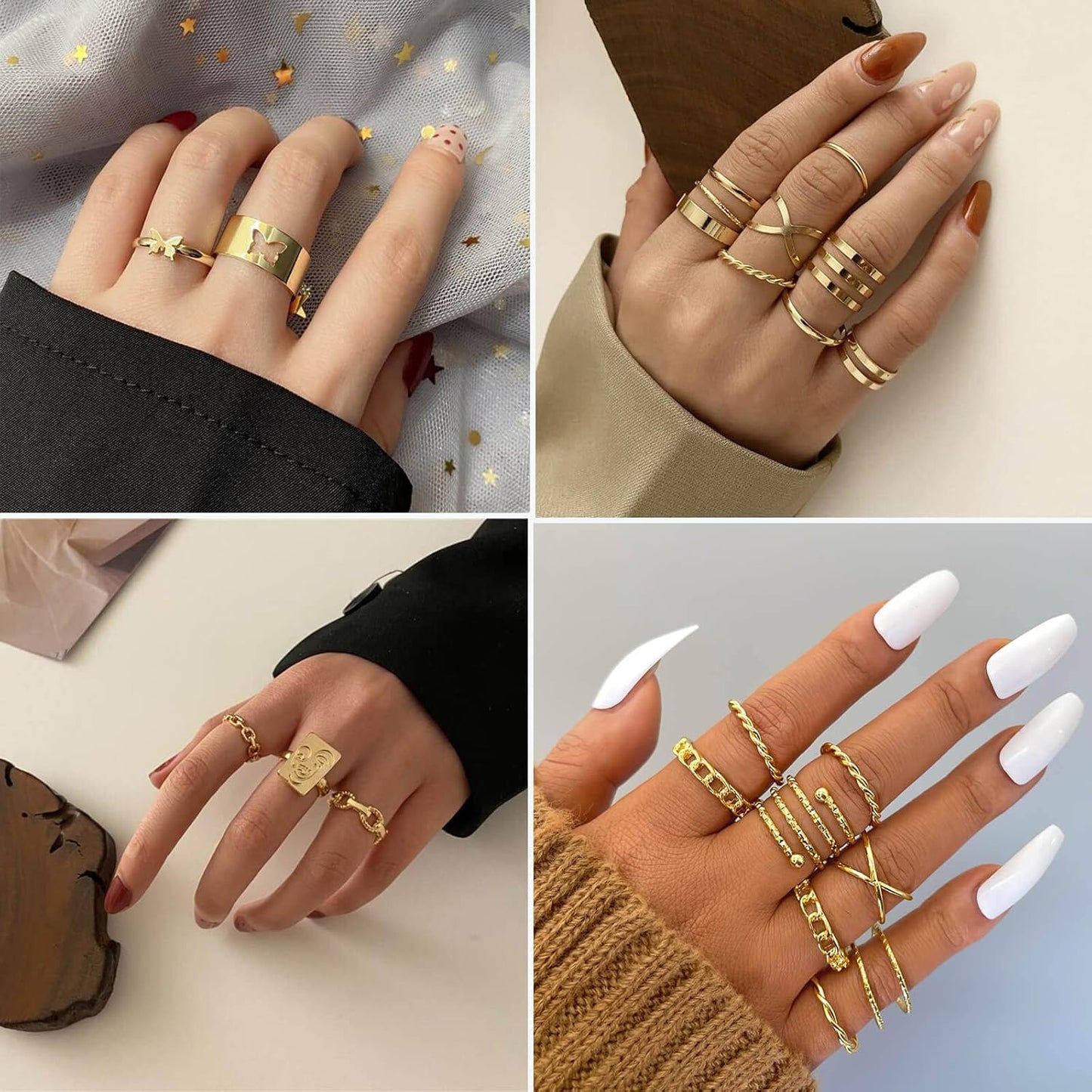 Manufacturer  17KM 60 Pcs Gold Stacks Ring Sets for Women Non Tarnish, Dainty Vintage Stackable Rings Pack, Finger Midi Knuckle Rings for Jewelry Gift   rings