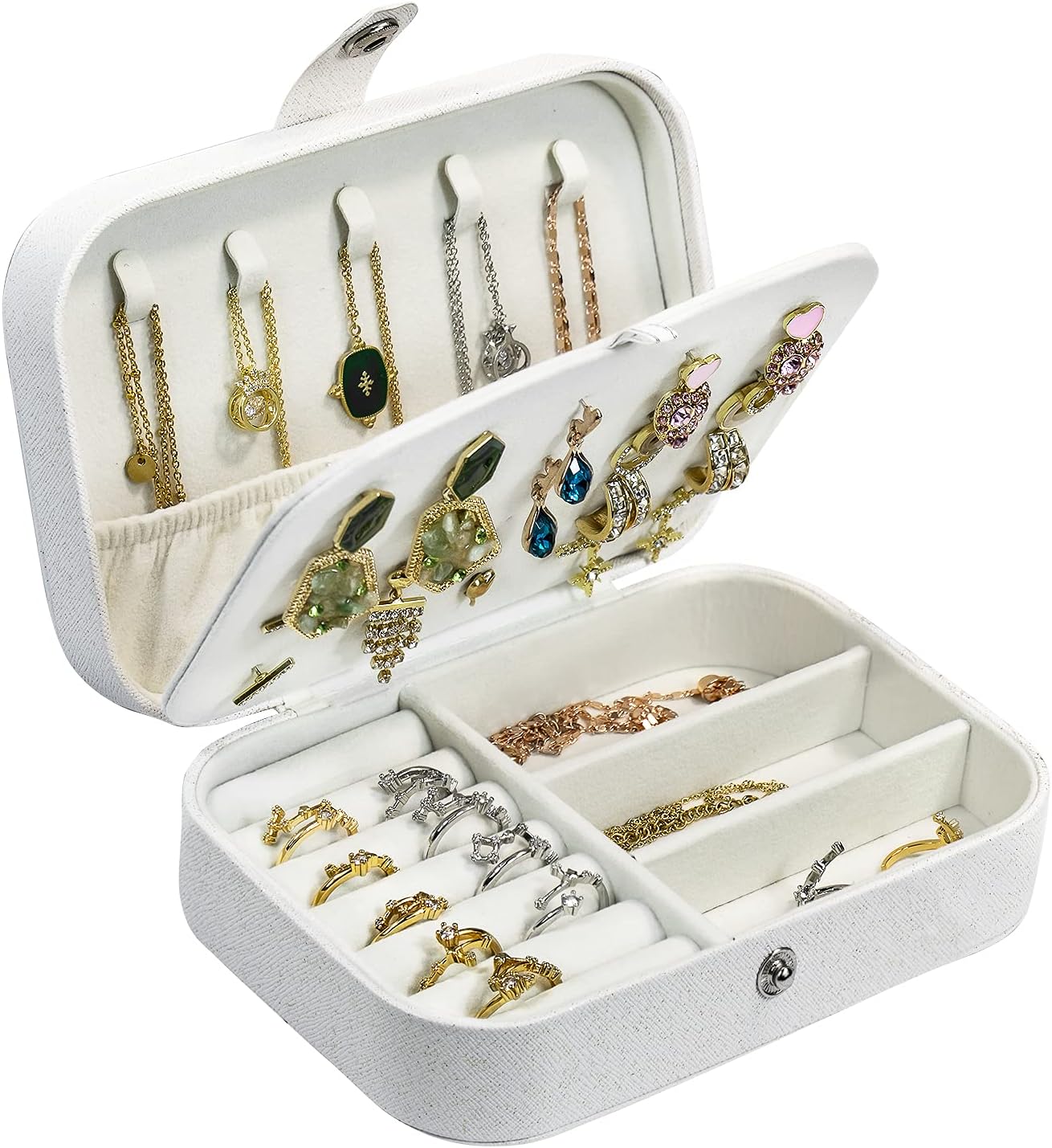 Manufacturer  Travel Jewelry Box, PU Leather Small Jewelry Organizer for Women Girls, Portable Mini Travel Case Display Storage Holder Boxes for Stud Earrings, Rings, Necklaces, Bracelets (Pink)   rings