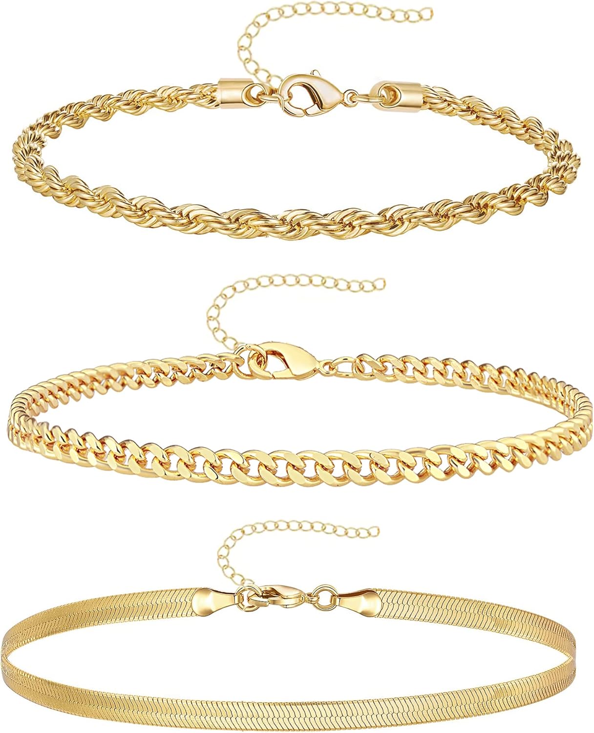 Manufacturer  Gold Bracelets for Women Trendy,14K Real Gold Plated Dainty Stackable Paperclip Cuban Link Chain Bracelets,Cuff Bracelets Jewelry Set Adjustable 7"+2"  bracelets