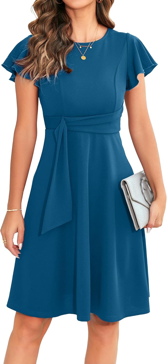 Manufacturer  OWIN Womens  Elegant Ruffle Sleeve Flared A Line Swing Casual Party Cocktail Dresses dresses