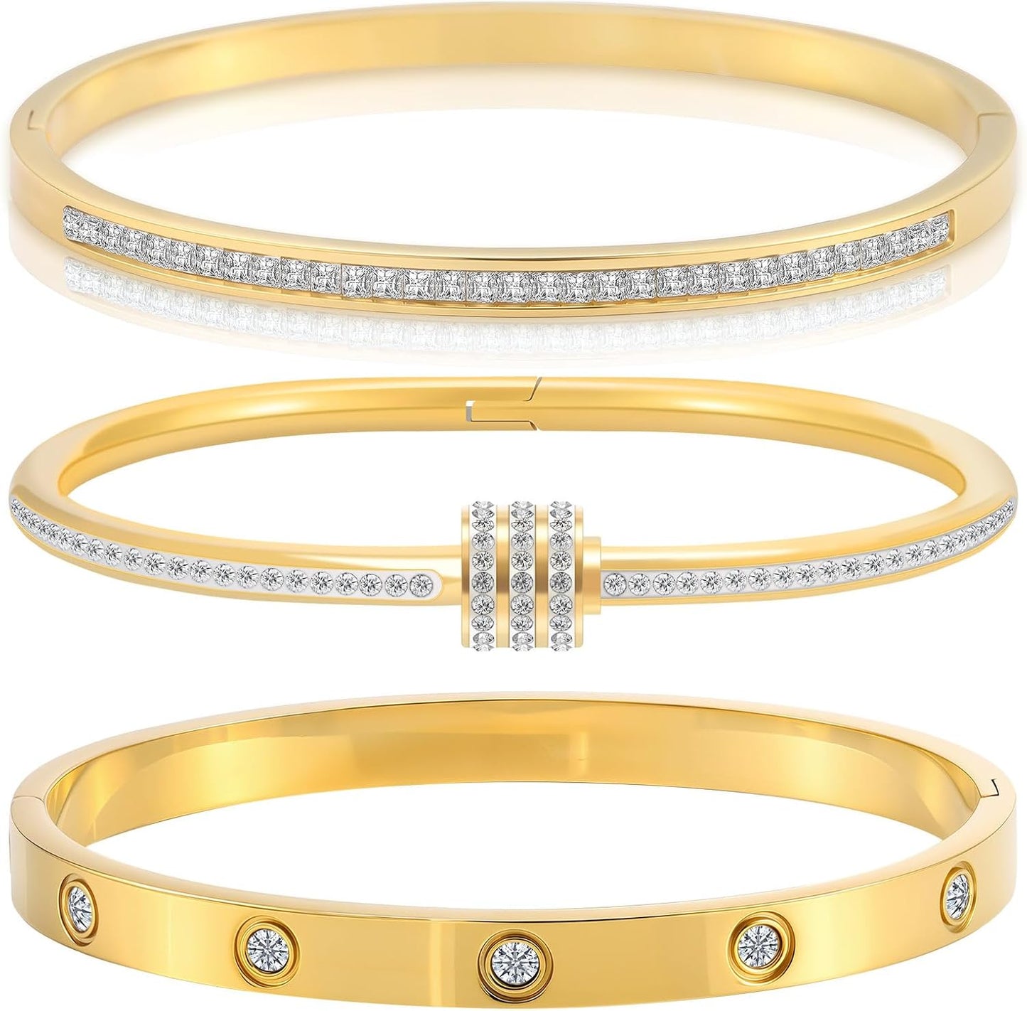 Manufacturer  Gold Bracelets for Women - Stackable Bangles with Friendship & Love Theme - Stainless Steel Jewelry Gift for Her  bracelets