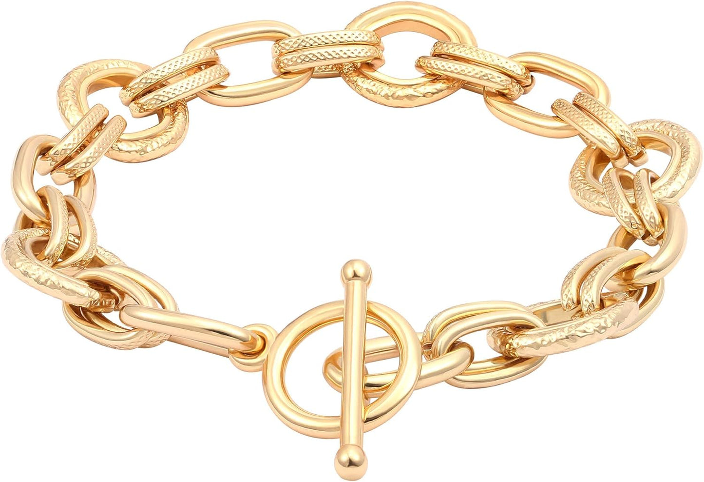 Manufacturer  SOFYBJA 18k Gold Plated Personalized Chunky Cuban Oval Link Chain Bracelets for Men Toggle Rope Bracelet Jewelry for Women  bracelets