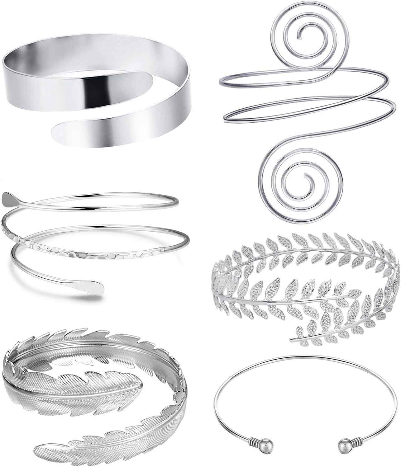 Manufacturer  RIOSO 6 Pieces Arm Cuff Upper Arm Band Cuff Bracelet Bangle for Women Silver Gold Adjustable Armband Set  bracelets