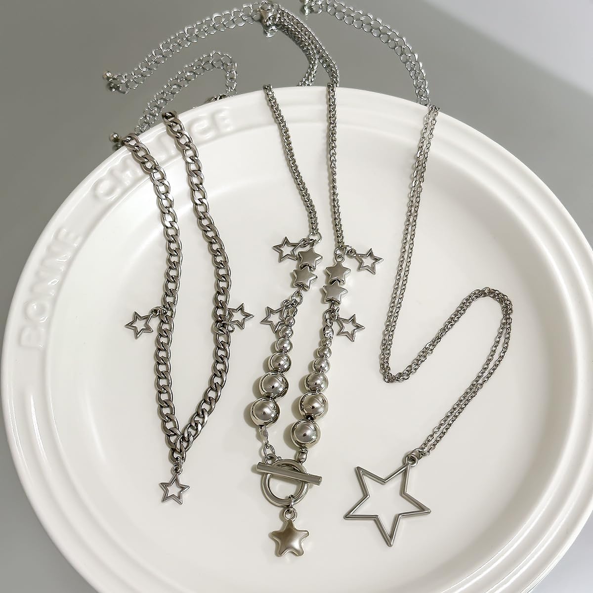 Manufacturer  2 Pieces Silver Star Necklace Y2K Jewelry Set Grunge Necklace Kawaii Cute Necklaces Aesthetic Vintage Emo Jewelry  necklace