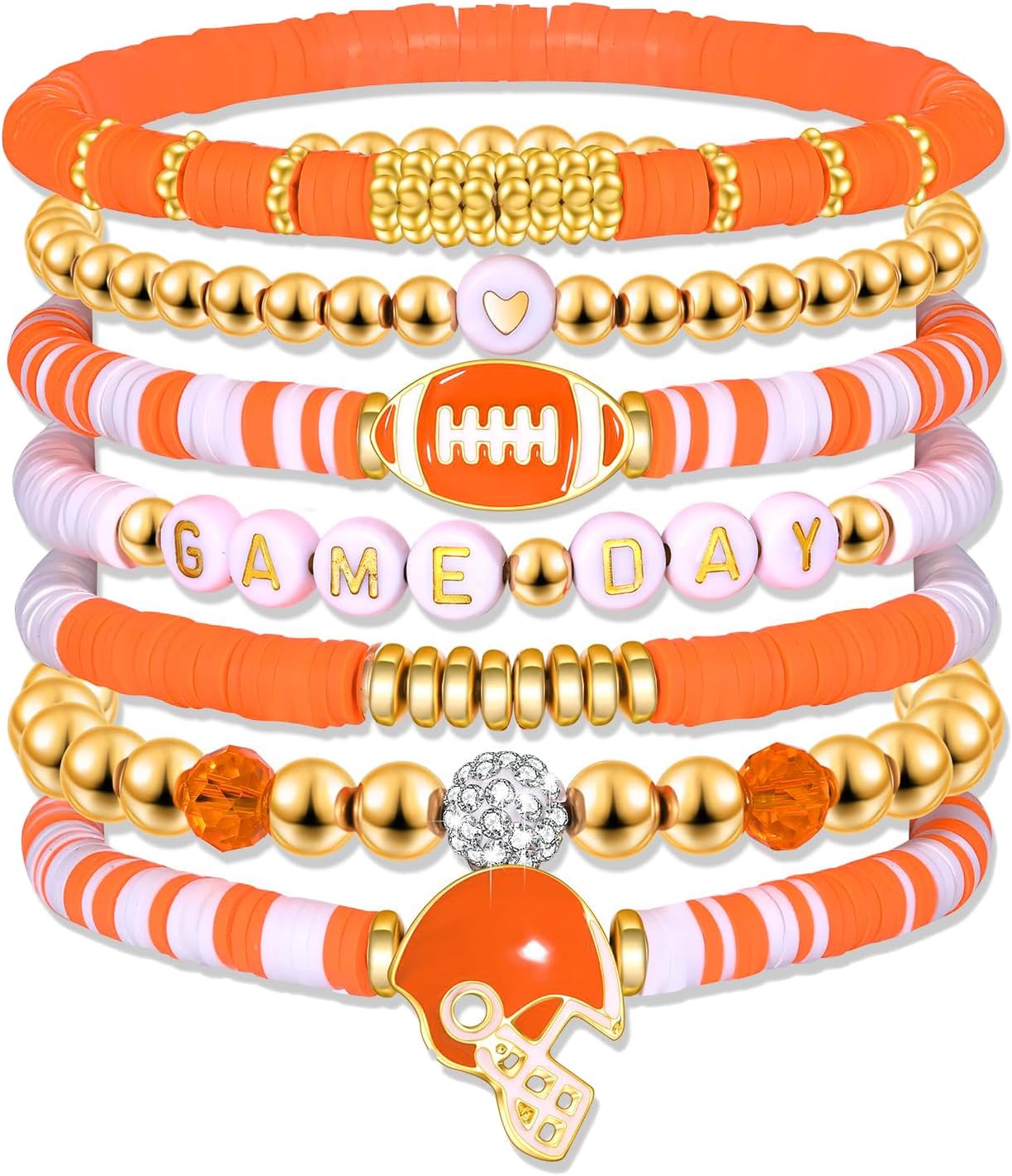 Manufacturer  Game Day Bracelets for Women - Red, Black, Blue Heishi Clay Beaded Stretch Bracelets - Stackable Sports Charm Bracelet Bangles - Football Mom Accessories & Outfits Jewelry Gifts  bracelets